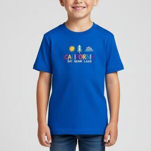 California‎ Kids T-shirt Big Bear Lake Youth Size Small Embroidered Resort Blue